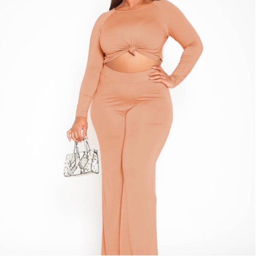 Peachy Nude 2 PC Long Sleeve/ Flare Set